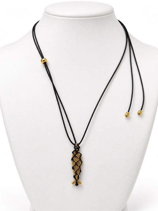 Mayamar Jewelry - New mayamar Gold and Black Woven Pendant Necklace with fish - Women Jewelry